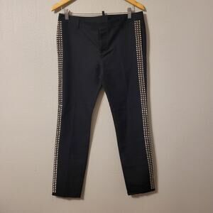 DSQUARED2 Studded Dress Pants Womens 40 US 10 Silk Cotton Blend Button Fly